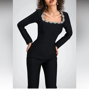 🎉Glam meets this diamond bandage jumpsuit exuding sophistication